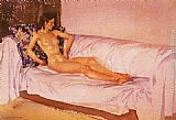 Sir William Russell Flint Canvas Paintings - The Brocade Cushion